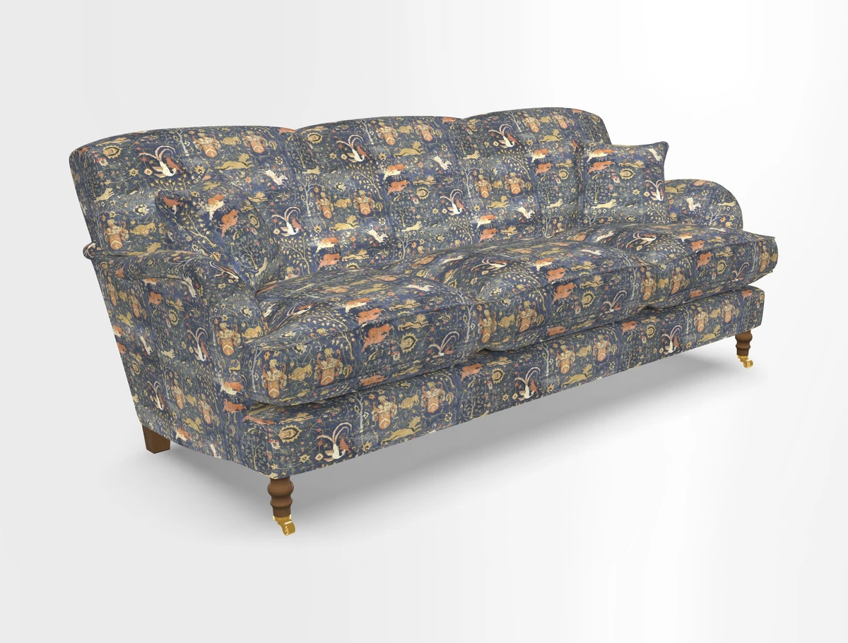 Kentwell 4 Seater 3 Hump Sofa in Linwood Omega Velvet Green-Tea