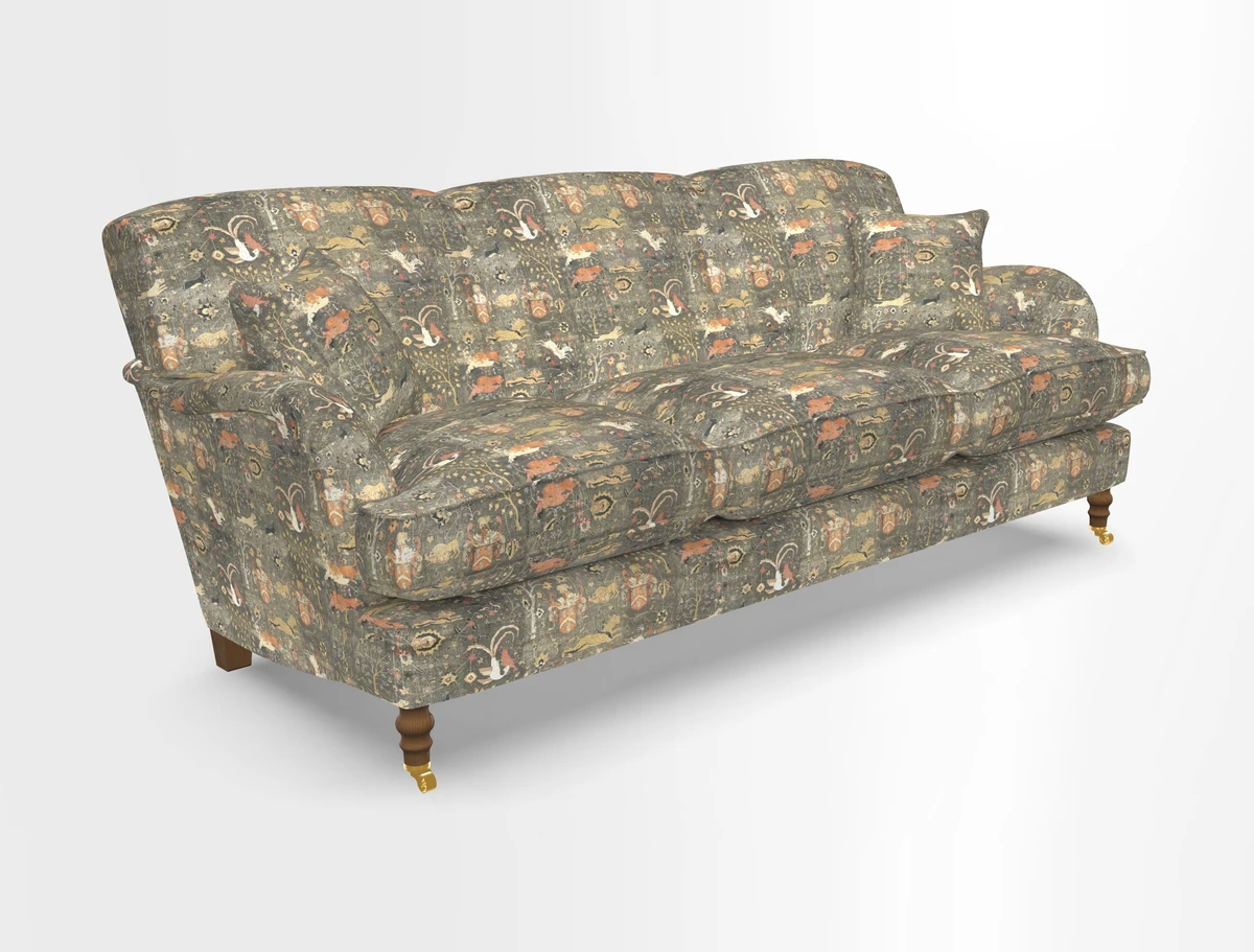 Kentwell 4 Seater 3 Hump Sofa in Linwood Omega Velvet Green-Tea