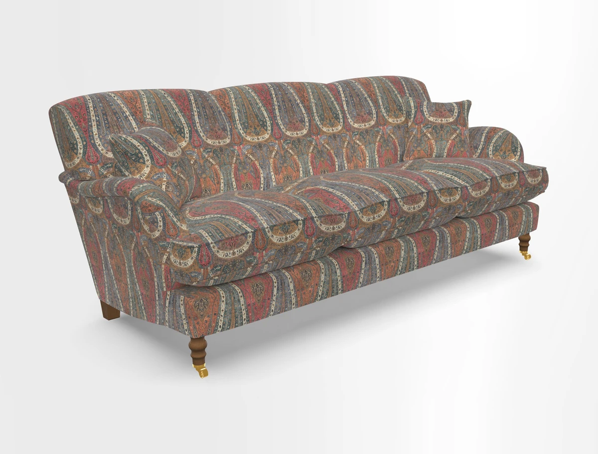 Kentwell 4 Seater 3 Hump Sofa in Linwood Omega Velvet Green-Tea