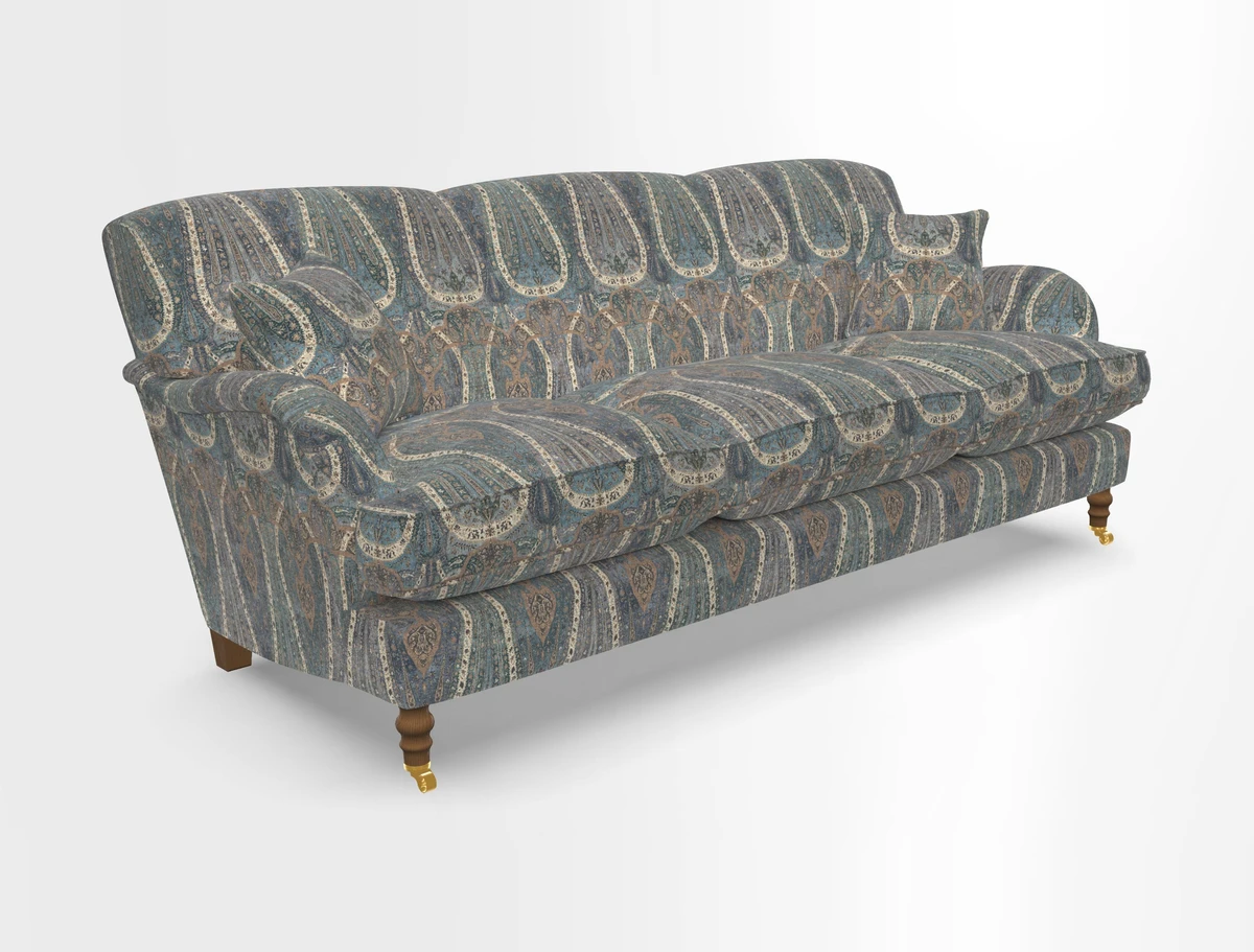 Kentwell 4 Seater 3 Hump Sofa in Linwood Omega Velvet Green-Tea