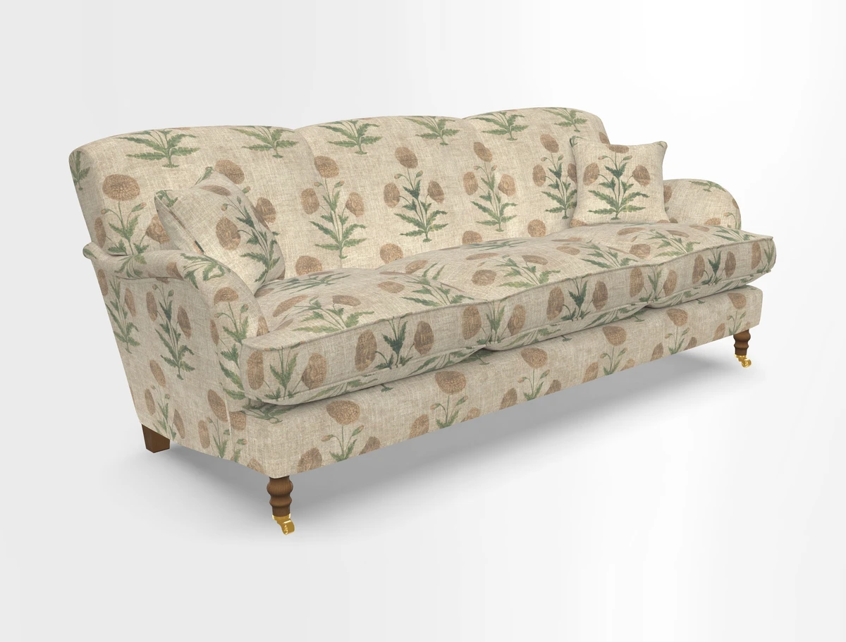 Kentwell 4 Seater 3 Hump Sofa in Linwood Omega Velvet Green-Tea