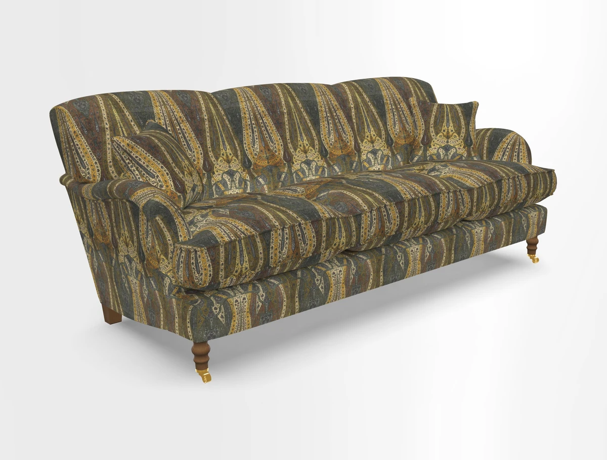 Kentwell 4 Seater 3 Hump Sofa in Linwood Omega Velvet Green-Tea