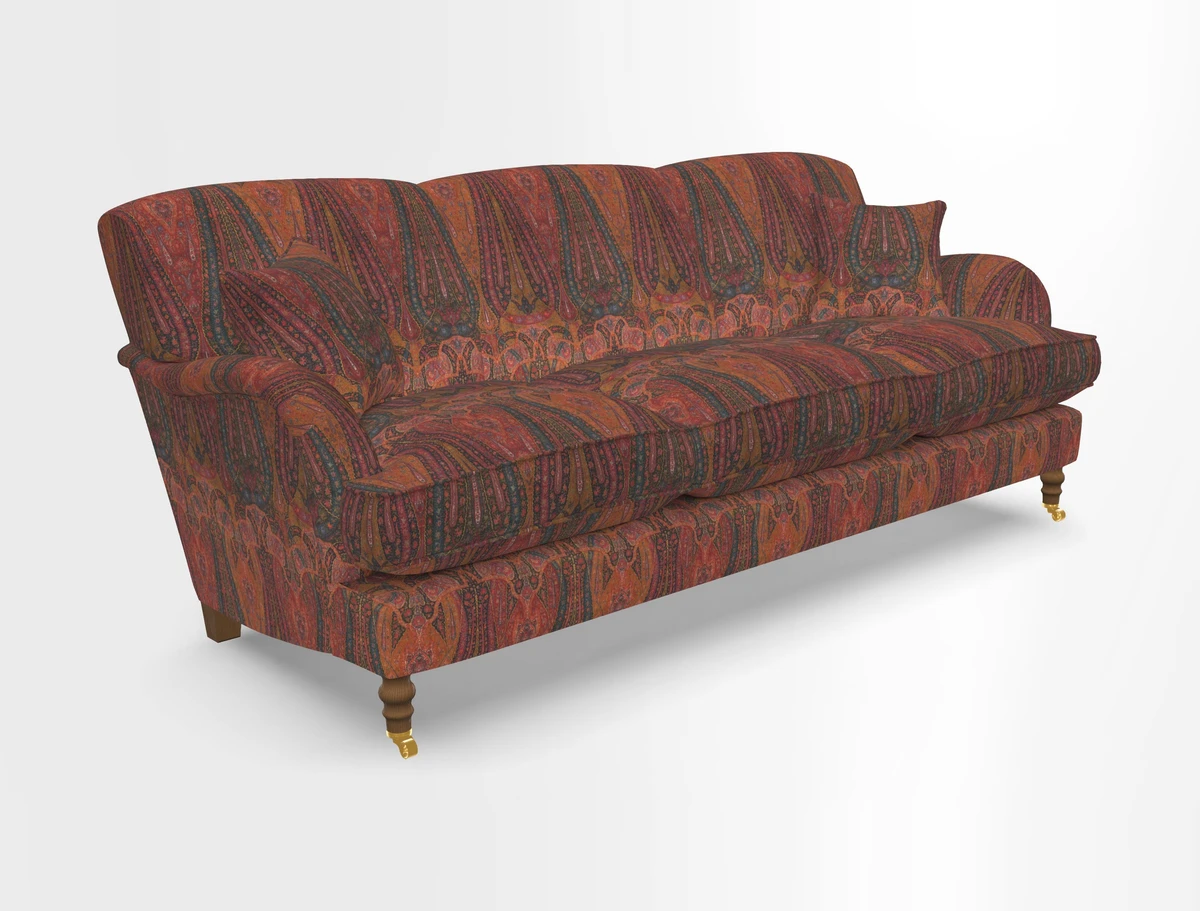 Kentwell 4 Seater 3 Hump Sofa in Linwood Omega Velvet Green-Tea