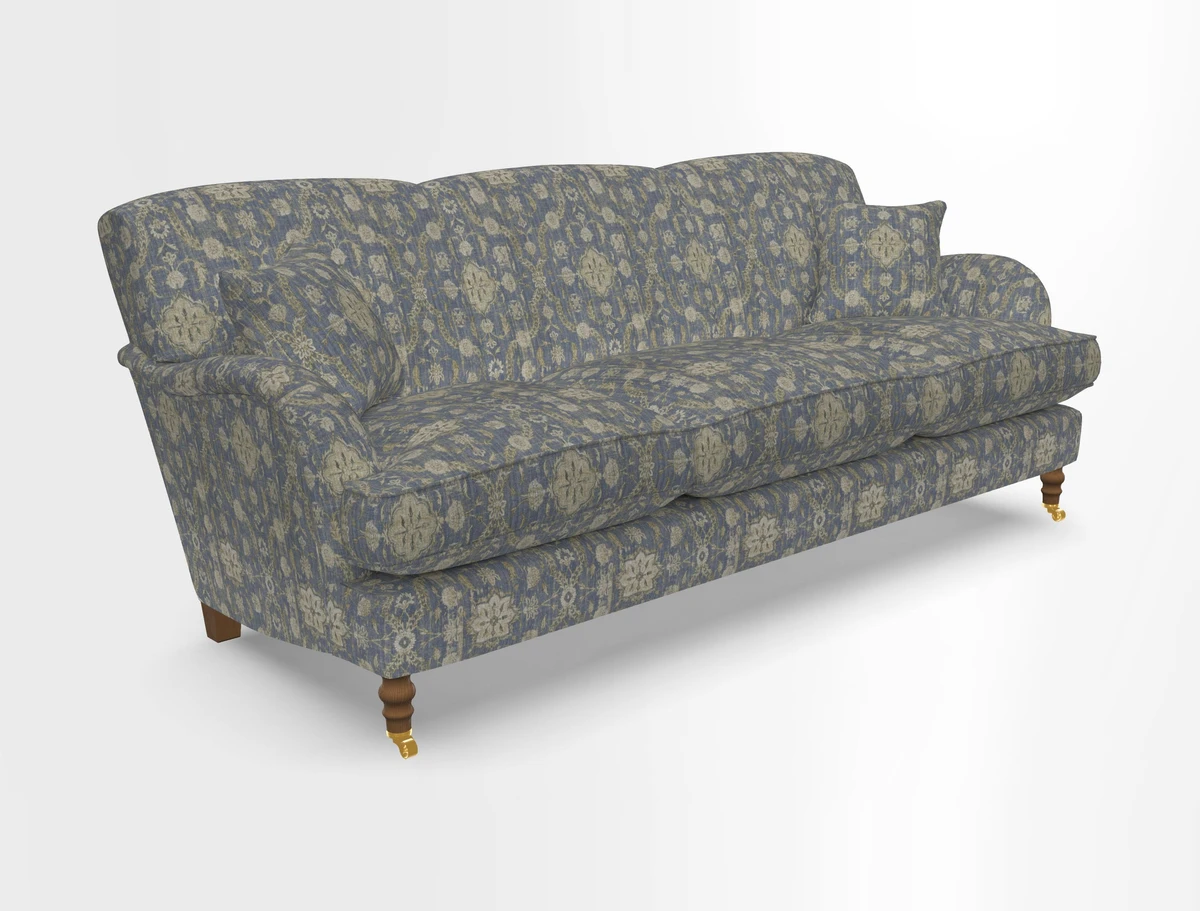Kentwell 4 Seater 3 Hump Sofa in Linwood Omega Velvet Green-Tea