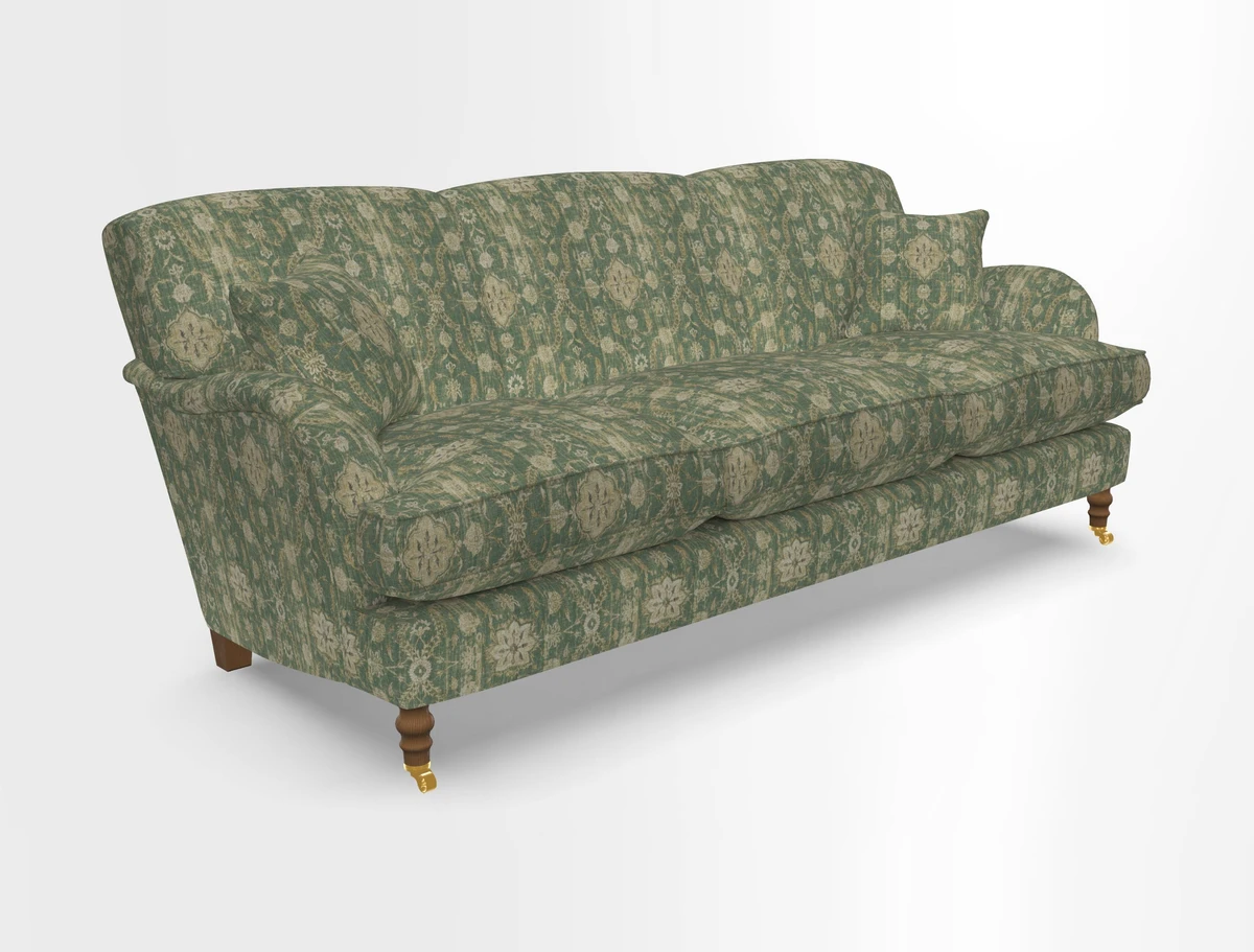 Kentwell 4 Seater 3 Hump Sofa in Linwood Omega Velvet Green-Tea