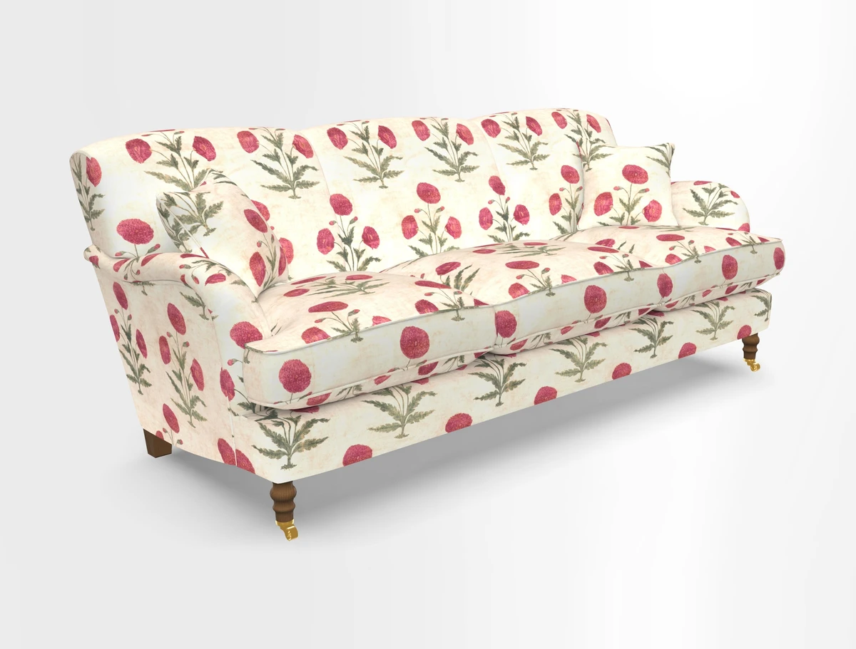 Kentwell 4 Seater 3 Hump Sofa in Linwood Omega Velvet Green-Tea