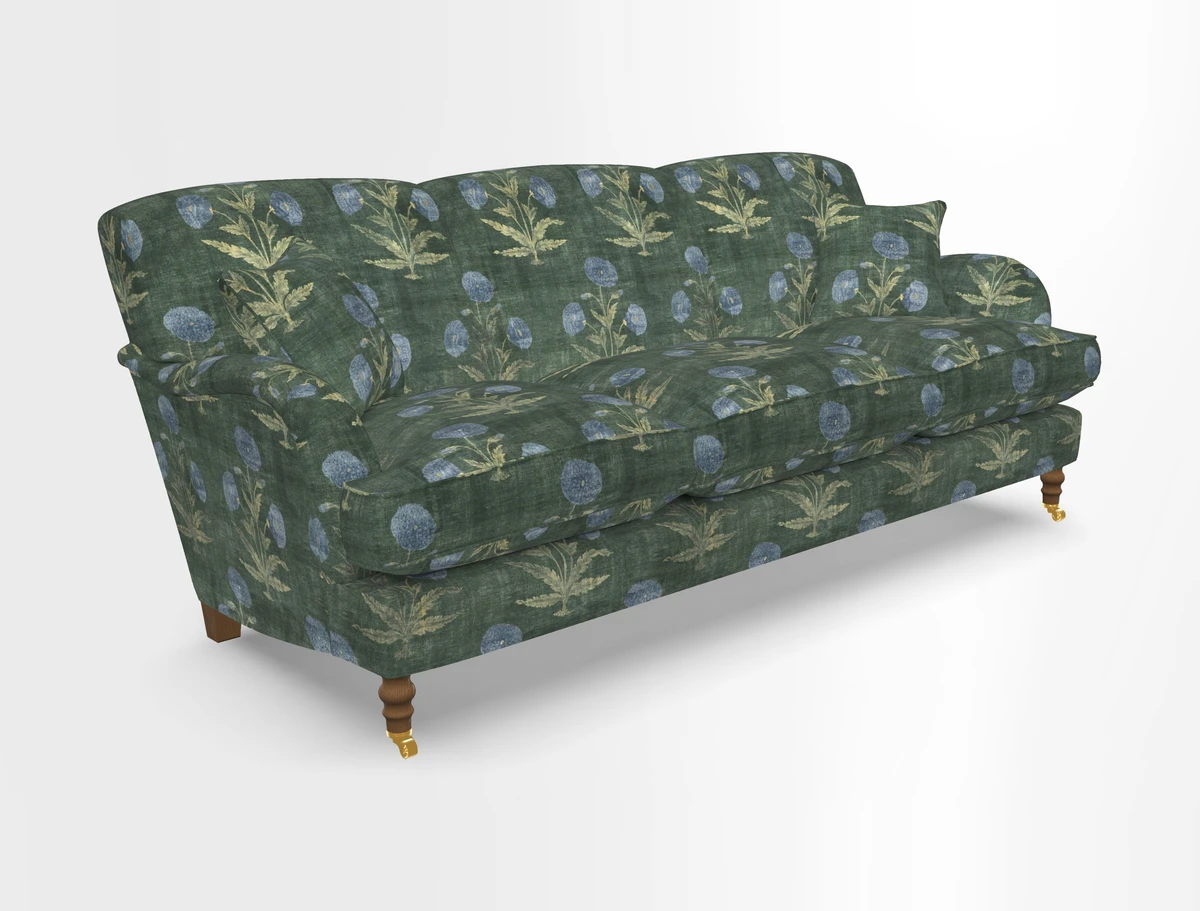 Kentwell 4 Seater 3 Hump Sofa in Linwood Omega Velvet Green-Tea