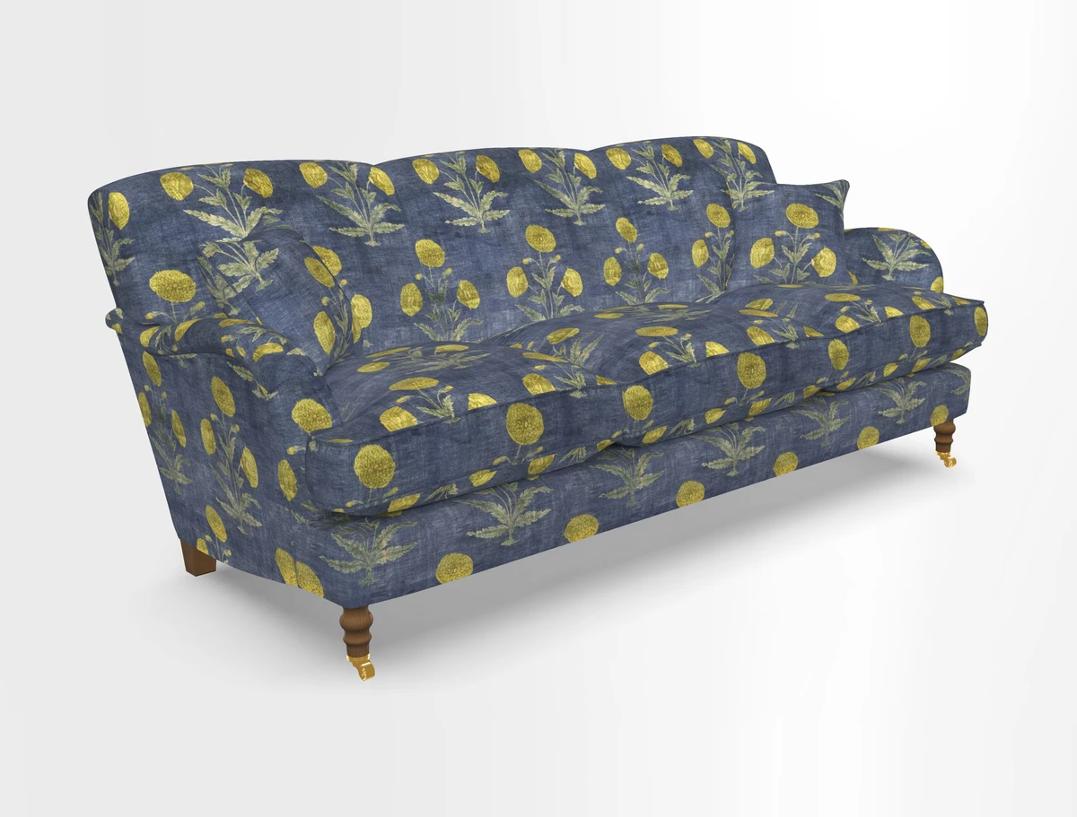 Kentwell 4 Seater 3 Hump Sofa in Linwood Omega Velvet Green-Tea