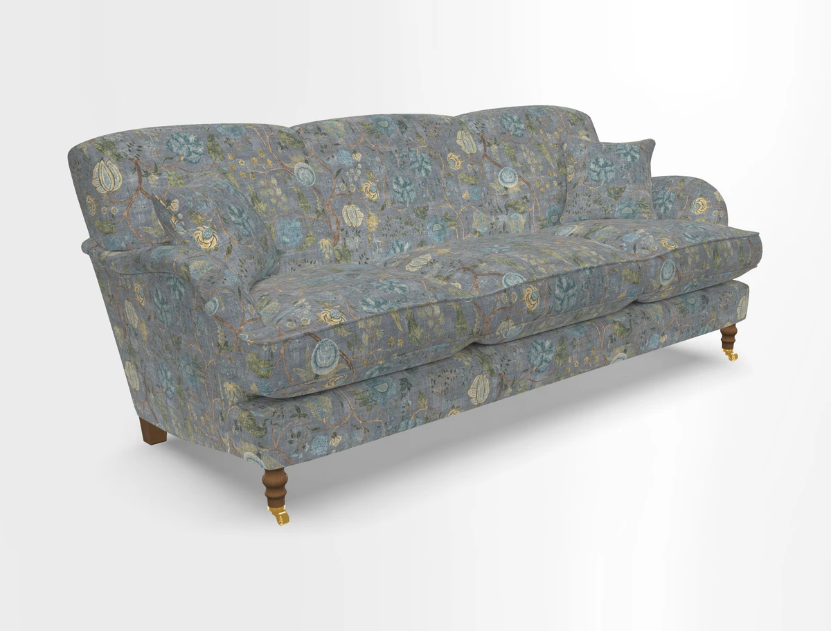 Kentwell 4 Seater 3 Hump Sofa in Linwood Omega Velvet Green-Tea