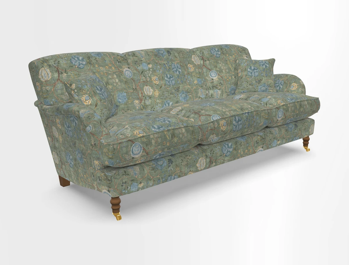 Kentwell 4 Seater 3 Hump Sofa in Linwood Omega Velvet Green-Tea