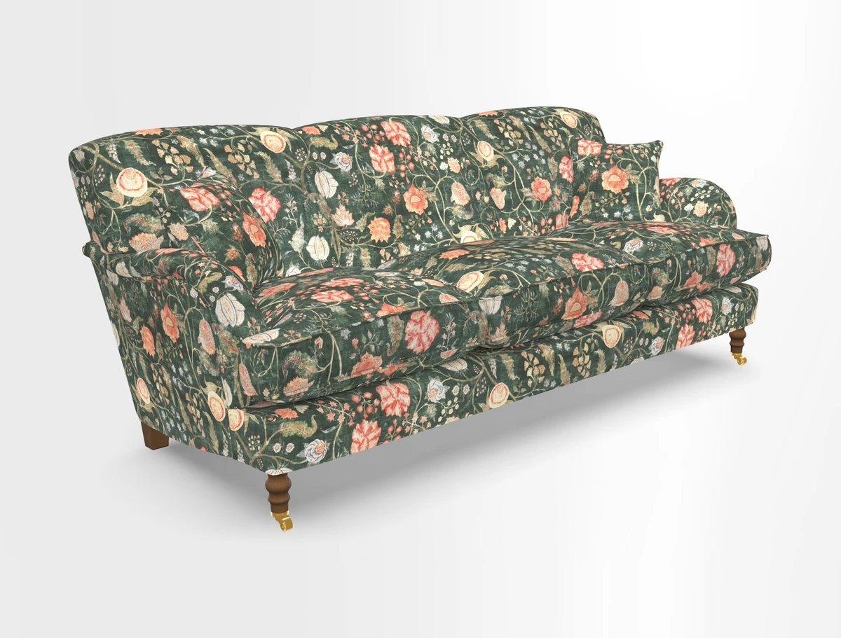 Kentwell 4 Seater 3 Hump Sofa in Linwood Omega Velvet Green-Tea