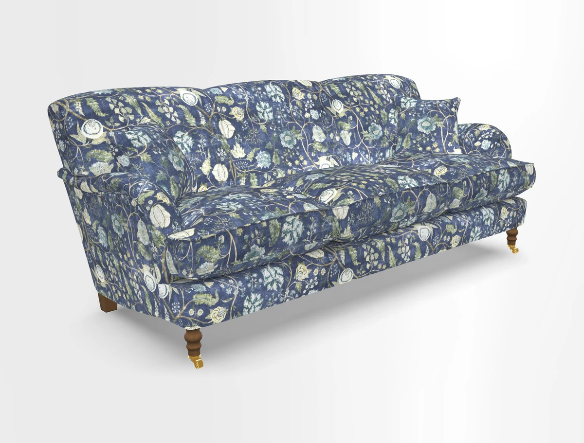 Kentwell 4 Seater 3 Hump Sofa in Linwood Omega Velvet Green-Tea