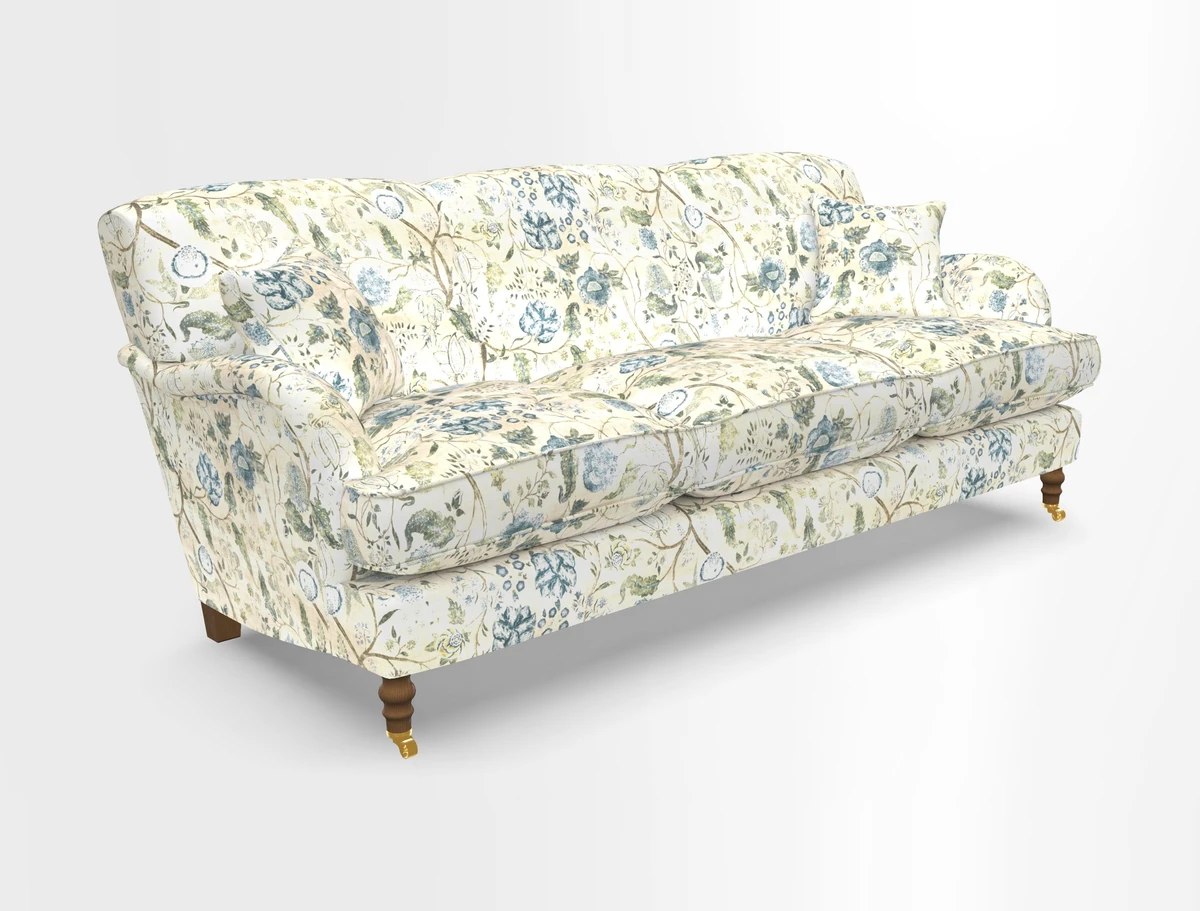 Kentwell 4 Seater 3 Hump Sofa in Linwood Omega Velvet Green-Tea