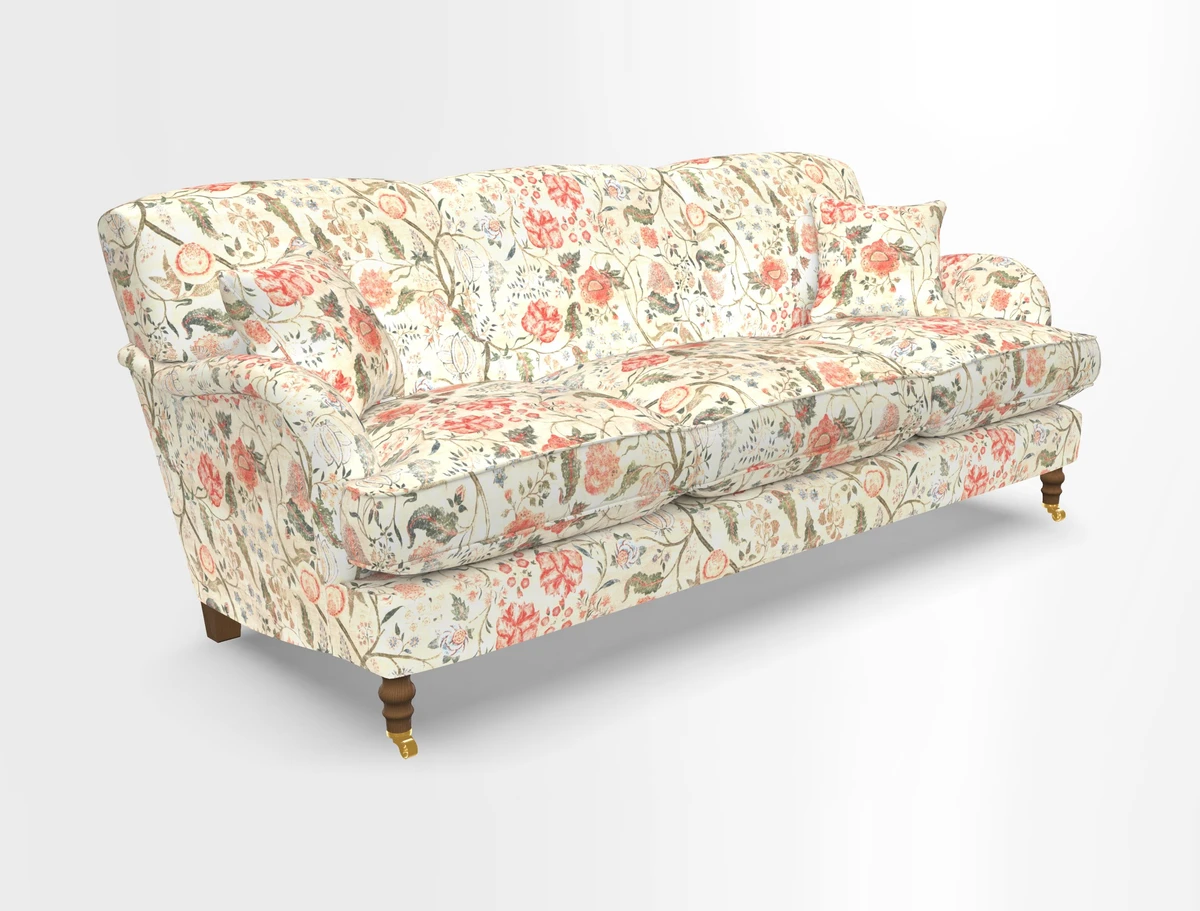 Kentwell 4 Seater 3 Hump Sofa in Linwood Omega Velvet Green-Tea
