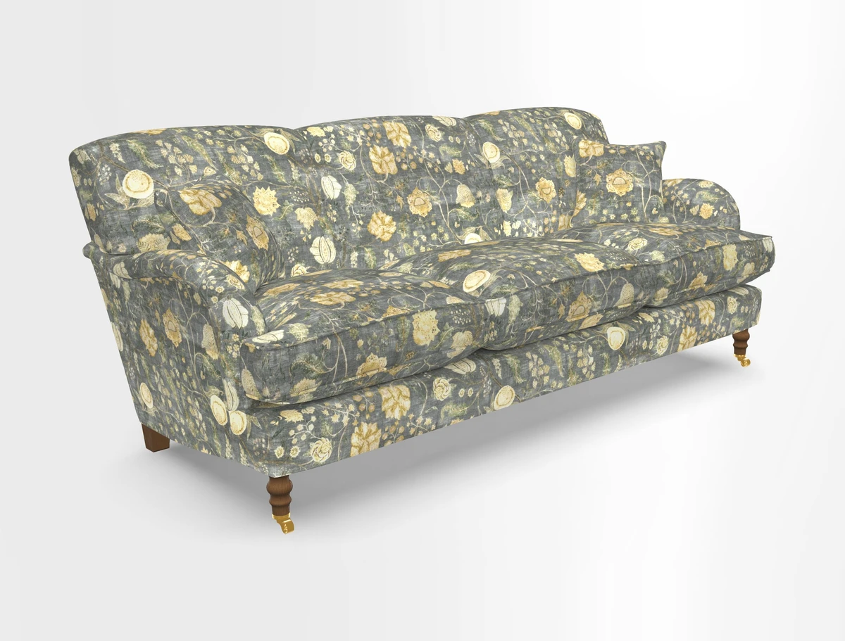 Kentwell 4 Seater 3 Hump Sofa in Linwood Omega Velvet Green-Tea