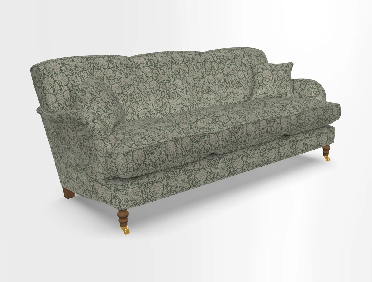 Kentwell 4 Seater 3 Hump Sofa in Linwood Omega Velvet Green-Tea