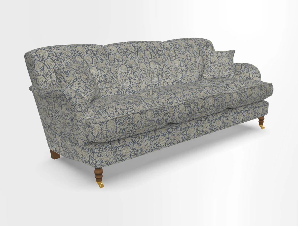 Kentwell 4 Seater 3 Hump Sofa in Linwood Omega Velvet Green-Tea