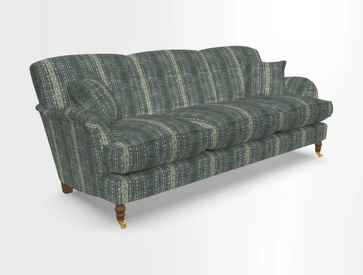Kentwell 4 Seater 3 Hump Sofa in Linwood Omega Velvet Green-Tea