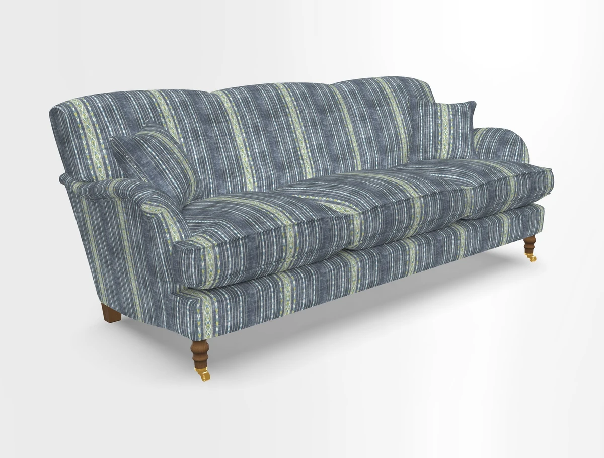 Kentwell 4 Seater 3 Hump Sofa in Linwood Omega Velvet Green-Tea