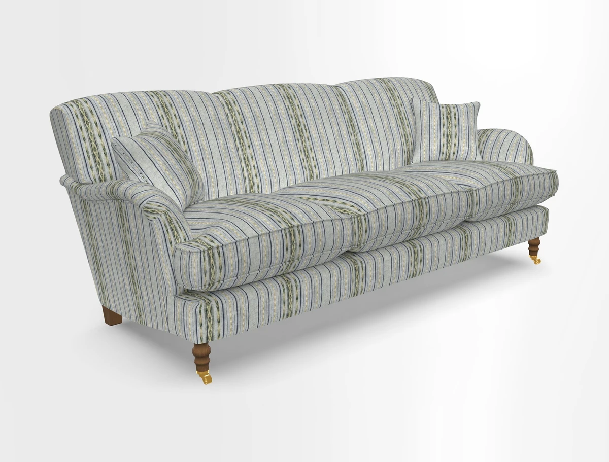 Kentwell 4 Seater 3 Hump Sofa in Linwood Omega Velvet Green-Tea