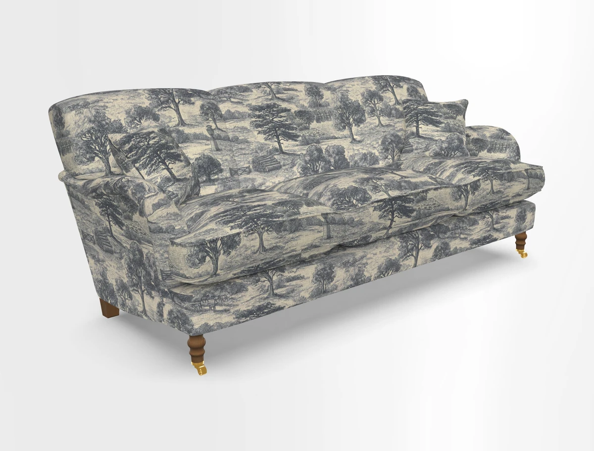 Kentwell 4 Seater 3 Hump Sofa in Linwood Omega Velvet Green-Tea