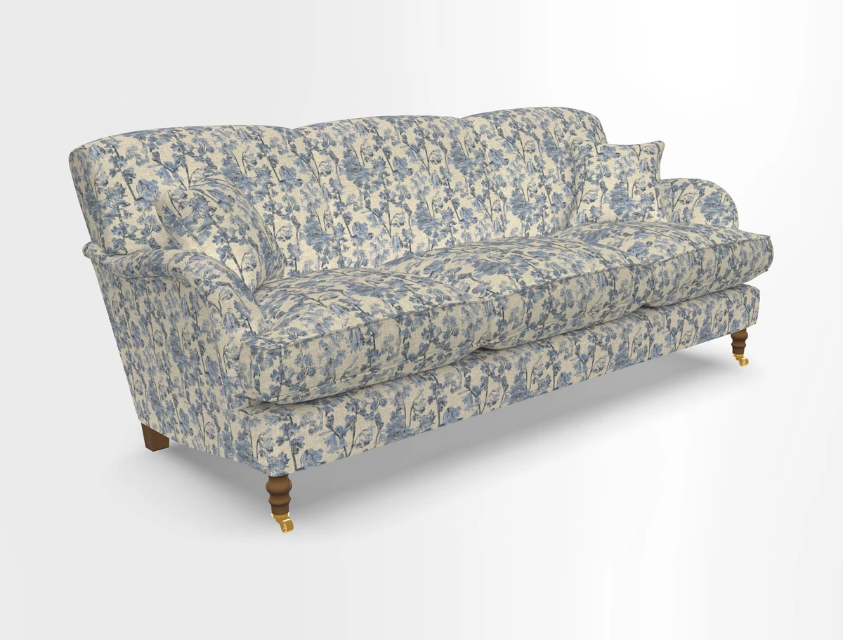 Kentwell 4 Seater 3 Hump Sofa in Linwood Omega Velvet Green-Tea