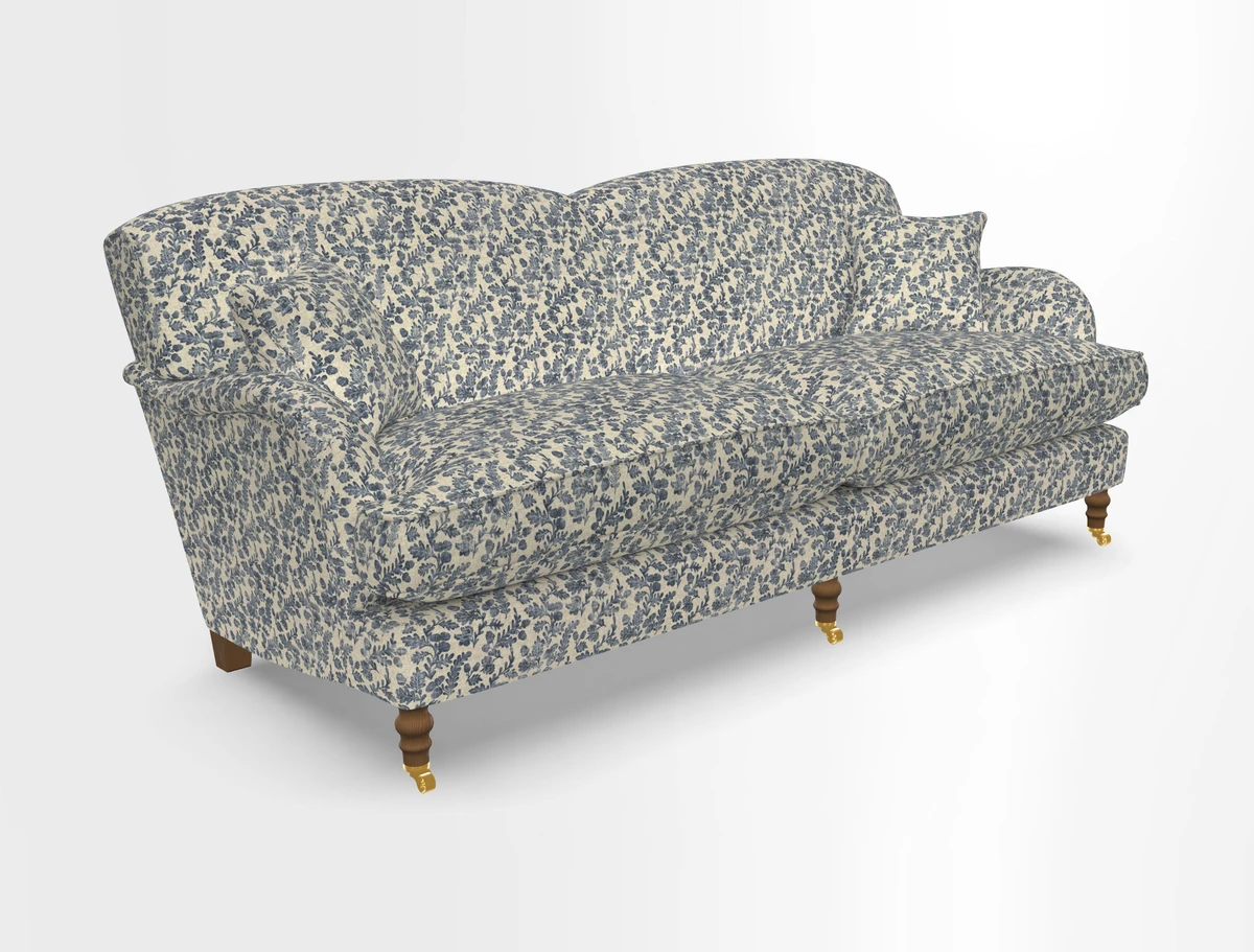 Kentwell 3 Seater 2 Hump Sofa in RHS Botanicals Henry Moon Lions Tail Teal