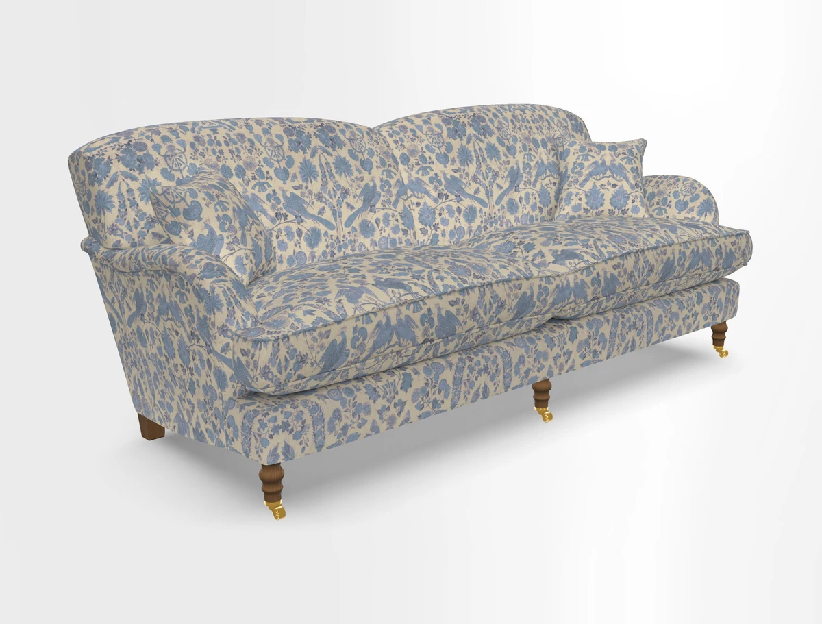Kentwell 3 Seater 2 Hump Sofa in RHS Botanicals Henry Moon Lions Tail Teal