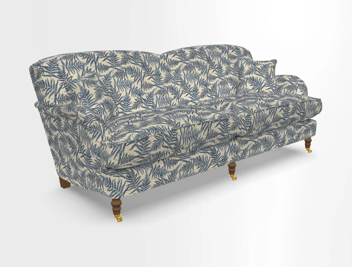 Kentwell 3 Seater 2 Hump Sofa in RHS Botanicals Henry Moon Lions Tail Teal