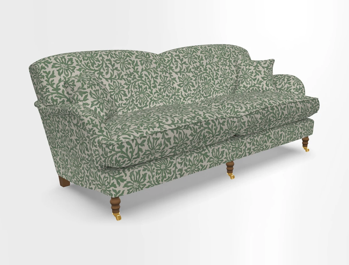 Kentwell 3 Seater 2 Hump Sofa in RHS Botanicals Henry Moon Lions Tail Teal