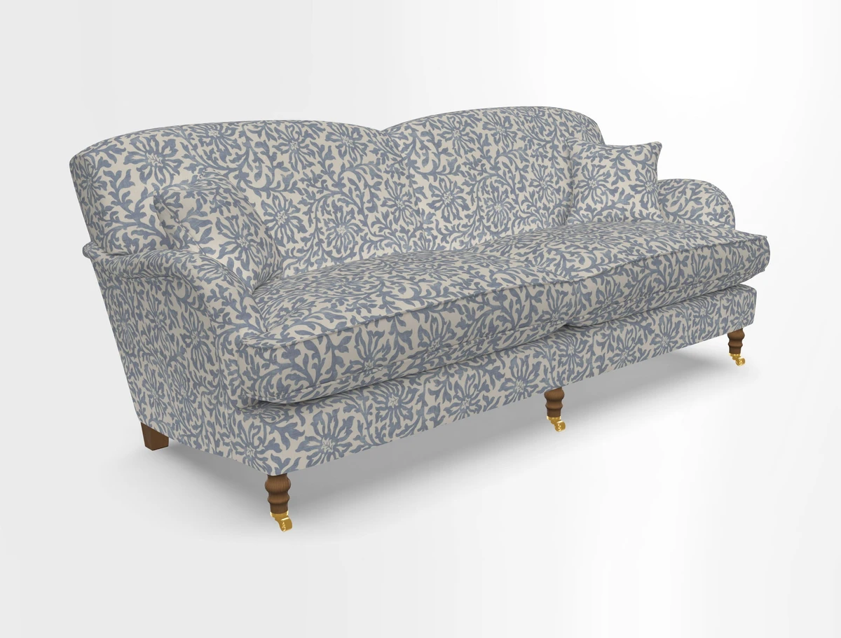 Kentwell 3 Seater 2 Hump Sofa in RHS Botanicals Henry Moon Lions Tail Teal