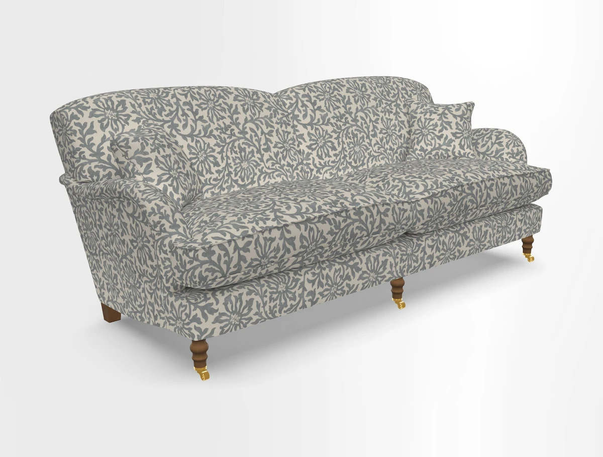 Kentwell 3 Seater 2 Hump Sofa in RHS Botanicals Henry Moon Lions Tail Teal