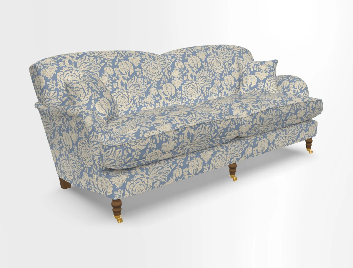Kentwell 3 Seater 2 Hump Sofa in RHS Botanicals Henry Moon Lions Tail Teal