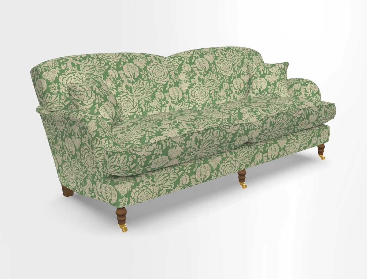 Kentwell 3 Seater 2 Hump Sofa in RHS Botanicals Henry Moon Lions Tail Teal