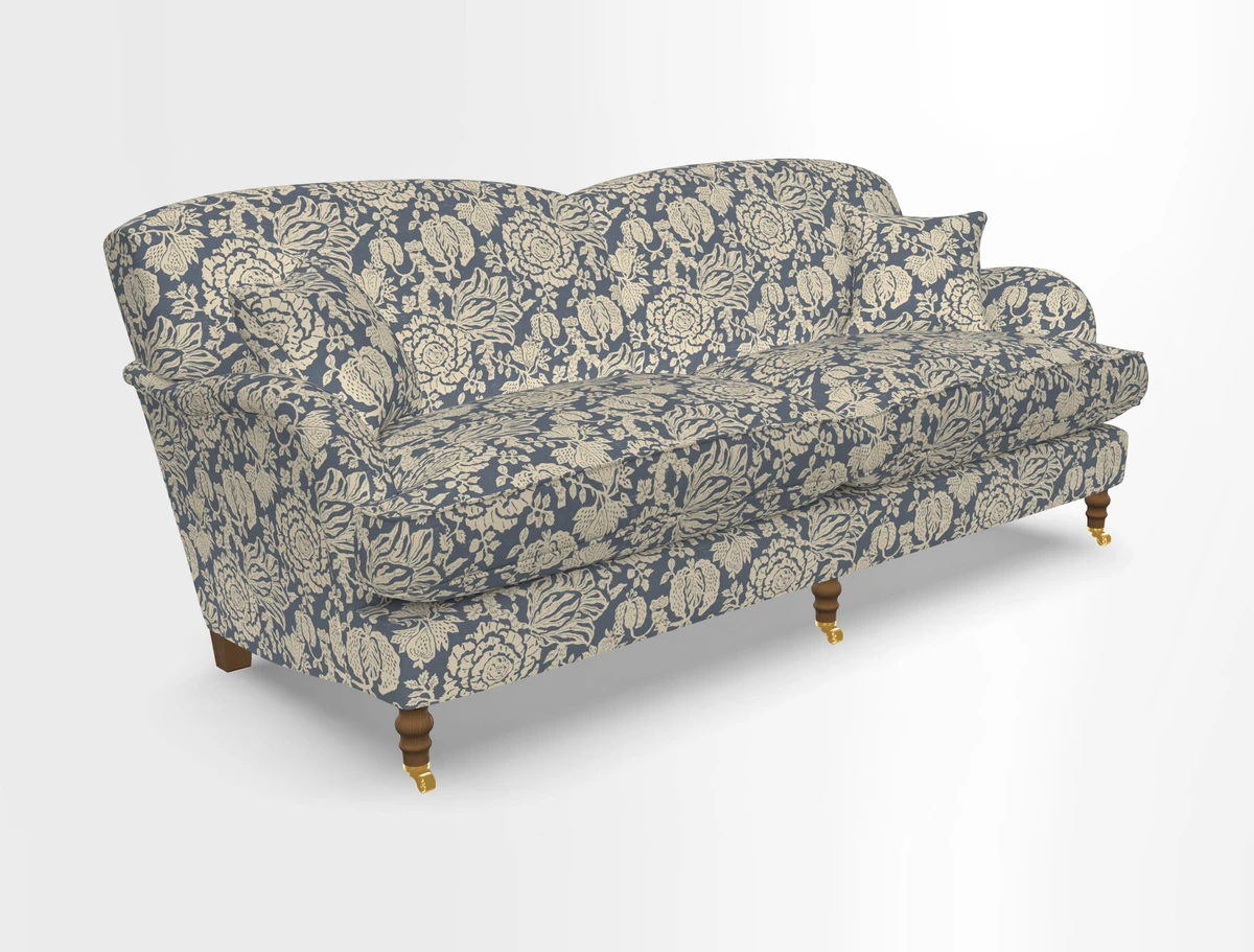 Kentwell 3 Seater 2 Hump Sofa in RHS Botanicals Henry Moon Lions Tail Teal