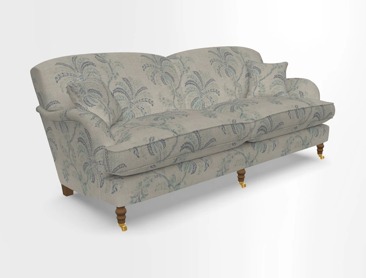 Kentwell 3 Seater 2 Hump Sofa in RHS Botanicals Henry Moon Lions Tail Teal