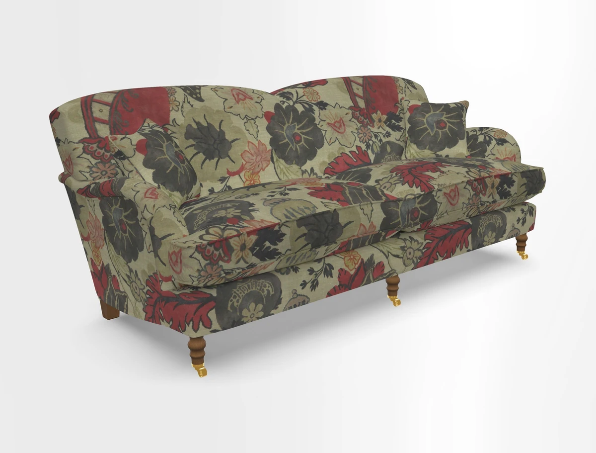 Kentwell 3 Seater 2 Hump Sofa in RHS Botanicals Henry Moon Lions Tail Teal