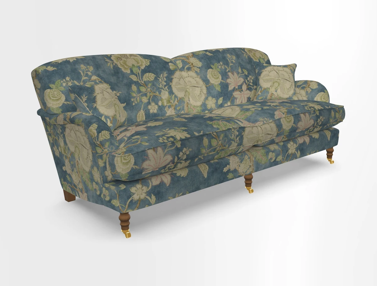Kentwell 3 Seater 2 Hump Sofa in RHS Botanicals Henry Moon Lions Tail Teal
