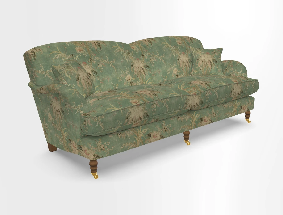 Kentwell 3 Seater 2 Hump Sofa in RHS Botanicals Henry Moon Lions Tail Teal