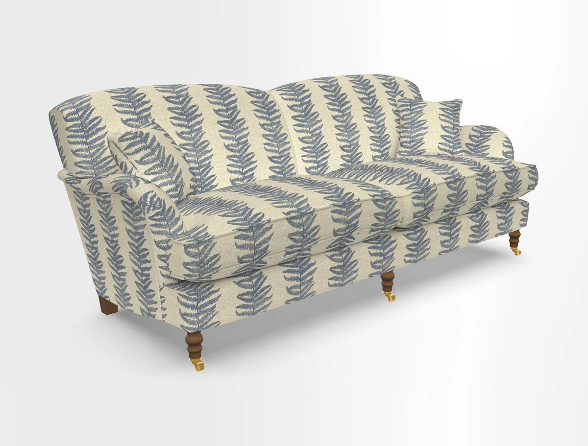 Kentwell 3 Seater 2 Hump Sofa in RHS Botanicals Henry Moon Lions Tail Teal