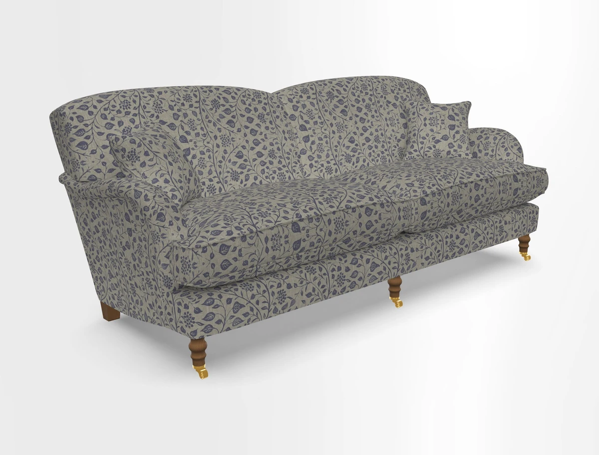 Kentwell 3 Seater 2 Hump Sofa in RHS Botanicals Henry Moon Lions Tail Teal