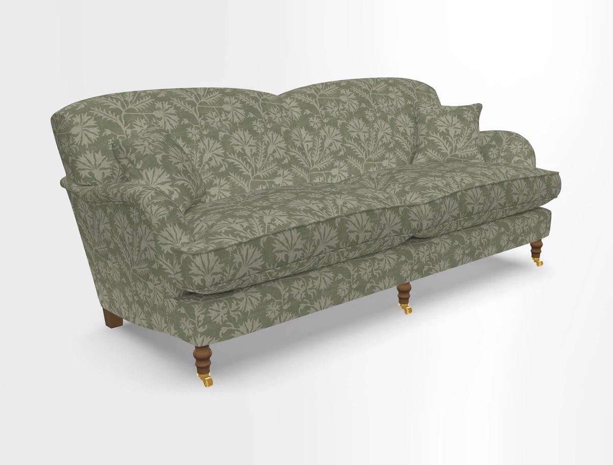 Kentwell 3 Seater 2 Hump Sofa in RHS Botanicals Henry Moon Lions Tail Teal
