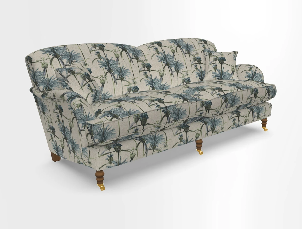 Kentwell 3 Seater 2 Hump Sofa in RHS Botanicals Henry Moon Lions Tail Teal