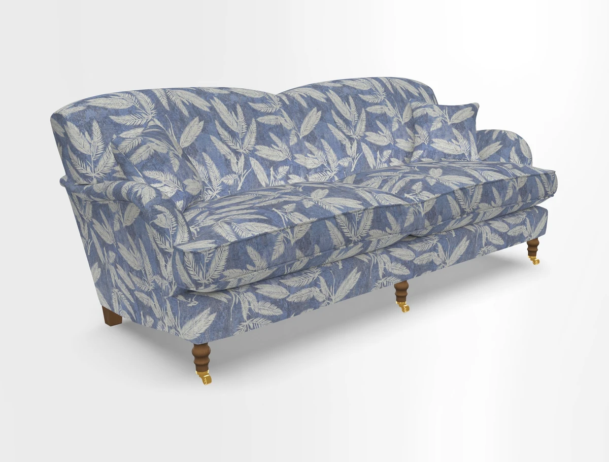 Kentwell 3 Seater 2 Hump Sofa in RHS Botanicals Henry Moon Lions Tail Teal