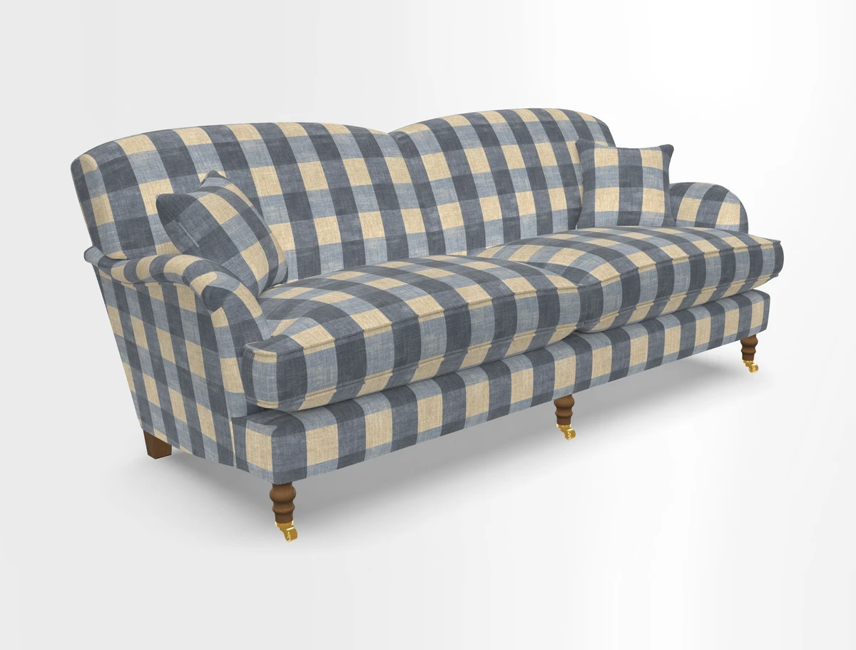 Kentwell 3 Seater 2 Hump Sofa in RHS Botanicals Henry Moon Lions Tail Teal