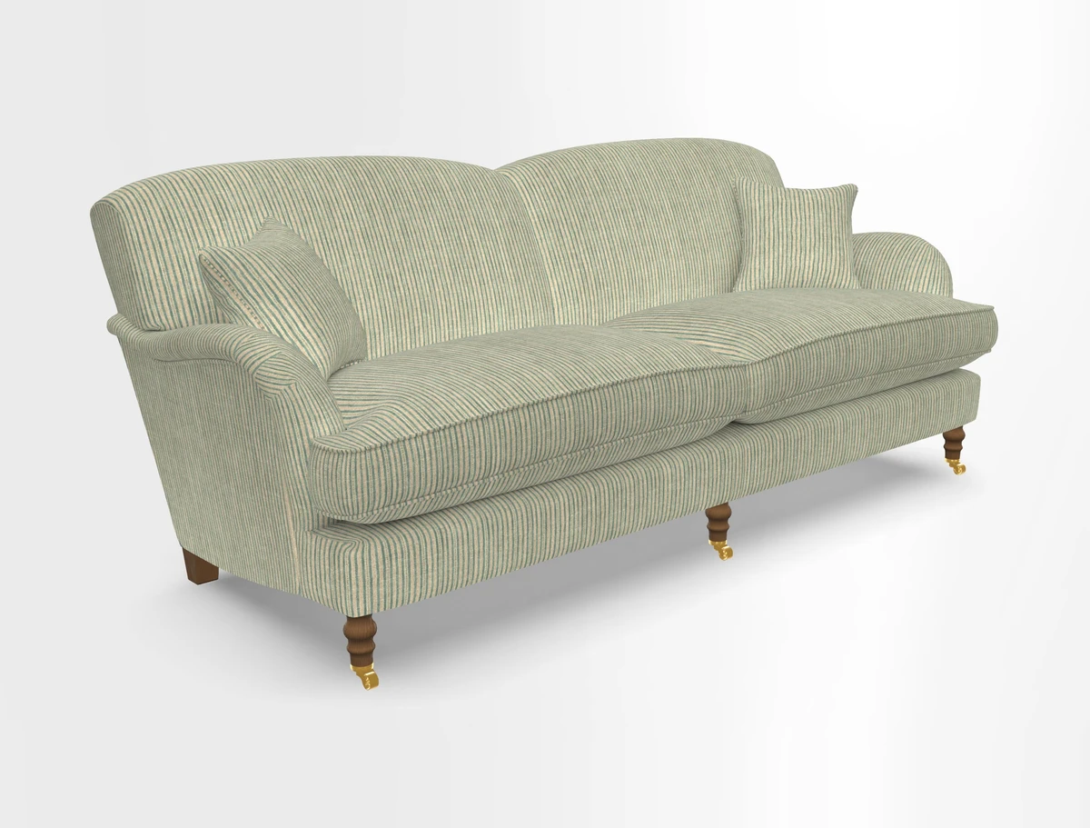Kentwell 3 Seater 2 Hump Sofa in RHS Botanicals Henry Moon Lions Tail Teal