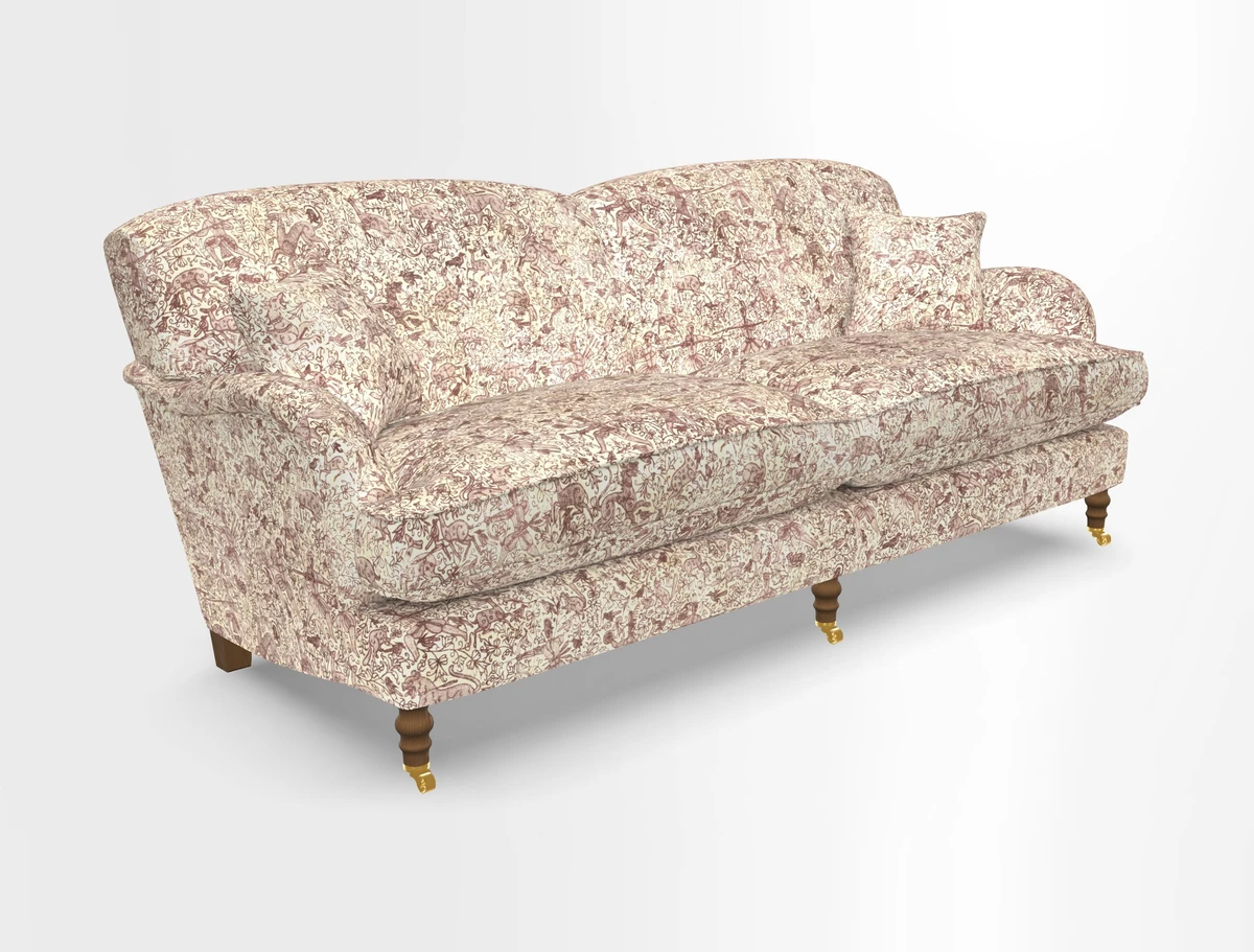Kentwell 3 Seater 2 Hump Sofa in RHS Botanicals Henry Moon Lions Tail Teal