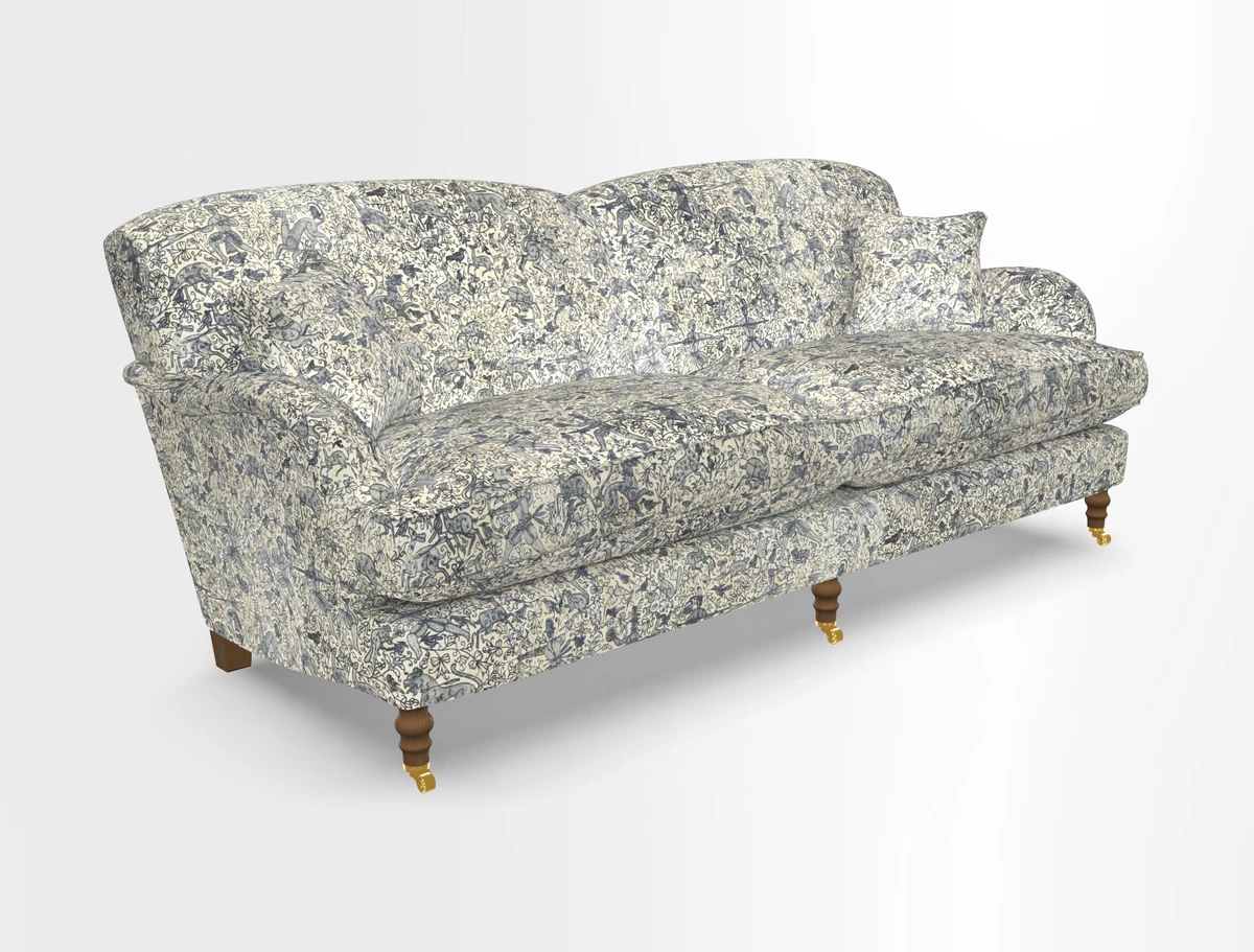 Kentwell 3 Seater 2 Hump Sofa in RHS Botanicals Henry Moon Lions Tail Teal
