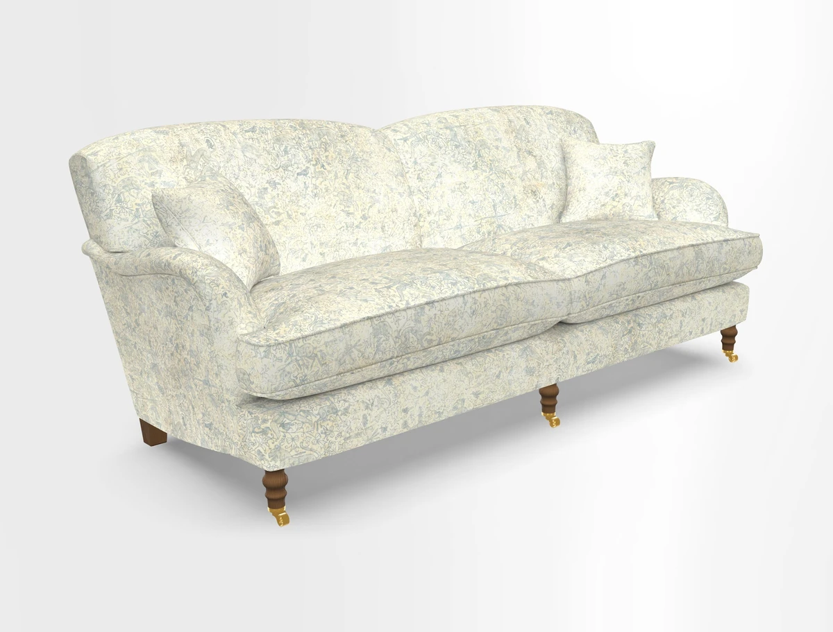 Kentwell 3 Seater 2 Hump Sofa in RHS Botanicals Henry Moon Lions Tail Teal