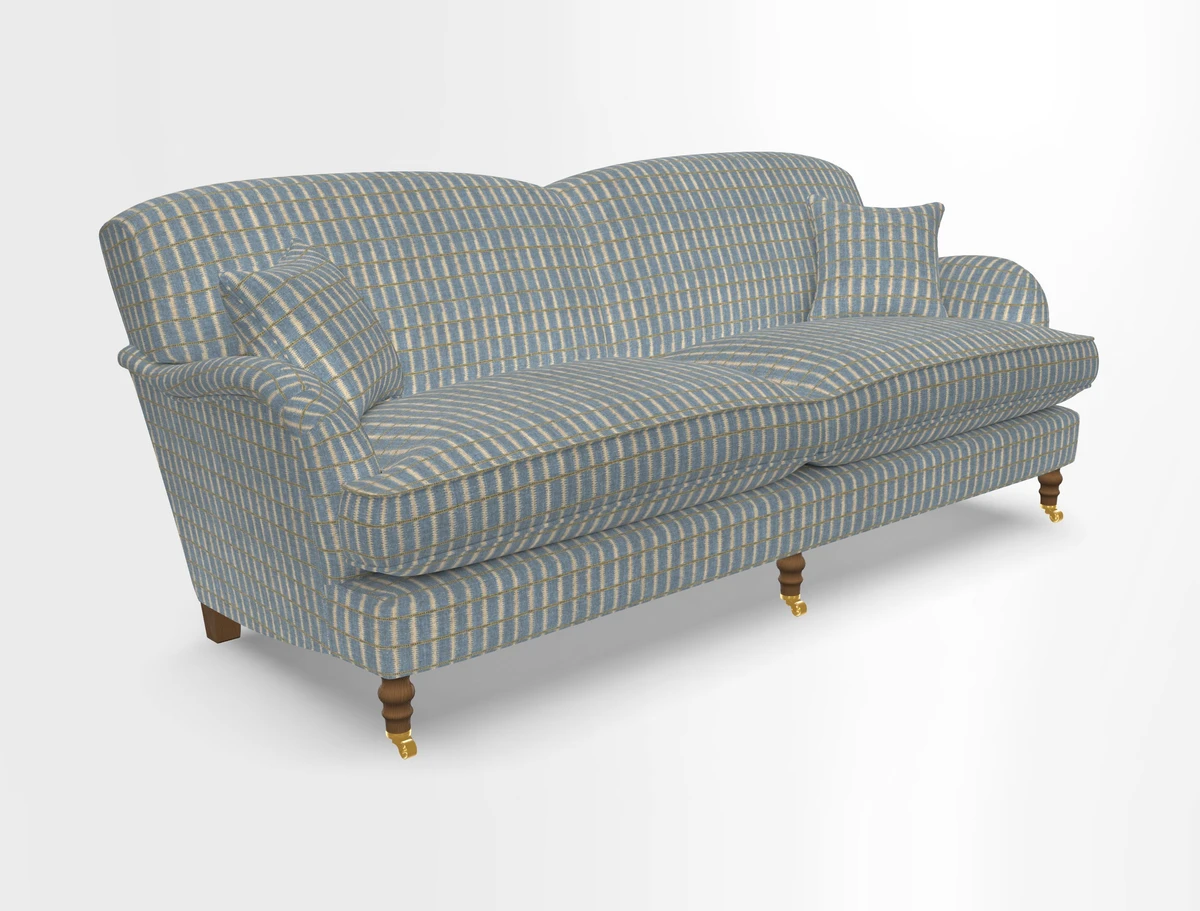 Kentwell 3 Seater 2 Hump Sofa in RHS Botanicals Henry Moon Lions Tail Teal